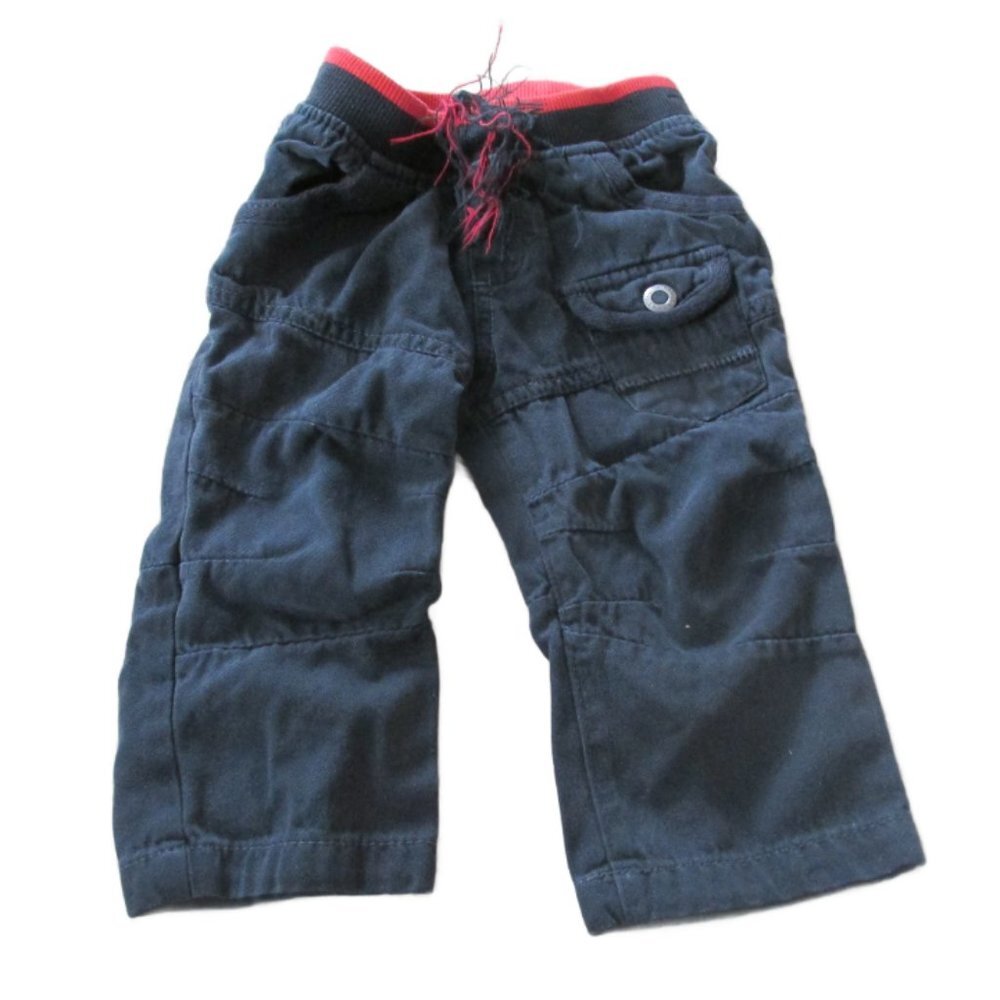 Osh Kosh Genuine Kids Pull On Pants Toddler Boys Size 18M Black Elastic Bottoms